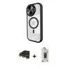 MARSİLYAN™- iPhone 14 Pro Max Kılıf Kıvılcım Modern Koleksiyonu - Siyah Bilvis Hayalet Cam Ekran Koruyucu + Raze Metal Kamera Lens - GD
