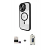 MARSİLYAN™- iPhone 14 Pro Max Kılıf Kıvılcım Modern Koleksiyonu - Siyah Bilvis Hayalet Cam Ekran Koruyucu + Bilvis Titan Kamera Lens - GD