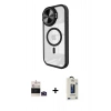 MARSİLYAN™- iPhone 14 Pro Max Kılıf Kıvılcım Modern Koleksiyonu - Siyah Bilvis Hayalet Cam Ekran Koruyucu + Bilvis Titan Kamera Lens - DNMR