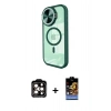 MARSİLYAN™- iPhone 14 Pro Max Kılıf Kıvılcım Modern Koleksiyonu - Siyah Buffer Hayalet Cam Ekran Koruyucu + PVD Metal Kamera Lens - TU