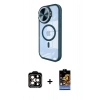 MARSİLYAN™- iPhone 14 Pro Max Kılıf Kıvılcım Modern Koleksiyonu - Siyah Buffer Hayalet Cam Ekran Koruyucu + PVD Metal Kamera Lens - TU