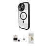 MARSİLYAN™- iPhone 14 Pro Max Kılıf Kıvılcım Modern Koleksiyonu - Siyah Mat Seramik Nano Ekran Koruyucu + Bilvis Titan Kamera Lens - DNMR