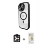 MARSİLYAN™- iPhone 14 Pro Max Kılıf Kıvılcım Modern Koleksiyonu - Siyah Mat Seramik Nano Ekran Koruyucu + PVD Metal Kamera Lens - TU