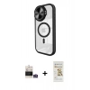 MARSİLYAN™- iPhone 14 Pro Max Kılıf Kıvılcım Modern Koleksiyonu - Siyah Mat Seramik Nano Ekran Koruyucu + Bilvis Titan Kamera Lens - GS