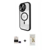 MARSİLYAN™- iPhone 14 Pro Max Kılıf Kıvılcım Modern Koleksiyonu - Siyah Mat Seramik Nano Ekran Koruyucu + Bilvis Titan Kamera Lens - SH