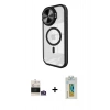 MARSİLYAN™- iPhone 14 Pro Max Kılıf Kıvılcım Modern Koleksiyonu - Siyah Polymer Nano Ekran Koruyucu + Bilvis Titan Kamera Lens - GS