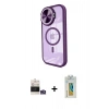 MARSİLYAN™- iPhone 14 Pro Max Kılıf Kıvılcım Modern Koleksiyonu - Siyah Polymer Nano Ekran Koruyucu + Bilvis Titan Kamera Lens - GS