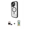 MARSİLYAN™- iPhone 14 Pro Max Kılıf Kıvılcım Modern Koleksiyonu - Siyah Polymer Nano Ekran Koruyucu + Bilvis Titan Kamera Lens - DNMR