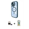 MARSİLYAN™- iPhone 14 Pro Max Kılıf Kıvılcım Modern Koleksiyonu - Siyah Polymer Nano Ekran Koruyucu + Bilvis Titan Kamera Lens - GS