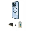 MARSİLYAN™- iPhone 14 Pro Max Kılıf Kıvılcım Modern Koleksiyonu - Siyah Polymer Nano Ekran Koruyucu + Raze Metal Kamera Lens - GD