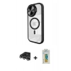 MARSİLYAN™- iPhone 14 Pro Max Kılıf Kıvılcım Modern Koleksiyonu - Siyah Polymer Nano Ekran Koruyucu + Raze Metal Kamera Lens - GS