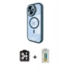MARSİLYAN™- iPhone 14 Pro Max Kılıf Kıvılcım Modern Koleksiyonu - Siyah Polymer Nano Ekran Koruyucu + PVD Metal Kamera Lens - TU