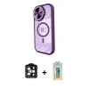 MARSİLYAN™- iPhone 14 Pro Max Kılıf Kıvılcım Modern Koleksiyonu - Siyah Polymer Nano Ekran Koruyucu + PVD Metal Kamera Lens - TU