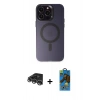 MARSİLYAN™- iPhone 14 Pro Max Kılıf Kozmos Çizgi Prime - Siyah 18D Cam Ekran Koruyucu + Raze Metal Kamera Lens - GS