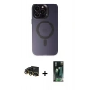 MARSİLYAN™- iPhone 14 Pro Max Kılıf Kozmos Çizgi Prime - Siyah 360 Mat Full Body Arka Koruyucu + Raze Metal Kamera Lens - GD
