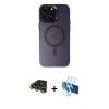 MARSİLYAN™- iPhone 14 Pro Max Kılıf Kozmos Çizgi Prime - Siyah 3D Antistatik Cam Ekran Koruyucu + Raze Metal Kamera Lens - GD