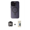MARSİLYAN™- iPhone 14 Pro Max Kılıf Kozmos Çizgi Prime - Siyah 6D Mat Seramik Hayalet Nano Ekran Koruyucu + PVD Metal Kamera Lens - TU