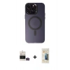 MARSİLYAN™- iPhone 14 Pro Max Kılıf Kozmos Çizgi Prime - Siyah 6D Mat Seramik Hayalet Nano Ekran Koruyucu + Bilvis Titan Kamera Lens - GD