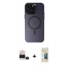 MARSİLYAN™- iPhone 14 Pro Max Kılıf Kozmos Çizgi Prime - Siyah 6D Mat Seramik Hayalet Nano Ekran Koruyucu + Bilvis Titan Kamera Lens - SH