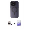 MARSİLYAN™- iPhone 14 Pro Max Kılıf Kozmos Çizgi Prime - Siyah Bilvis 5in1 5D Magic Hayalet Cam Ekran Koruyucu + Derin Mor Bilvis Titan Kamera Lens