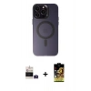 MARSİLYAN™- iPhone 14 Pro Max Kılıf Kozmos Çizgi Prime - Siyah Buffer Cam Ekran Koruyucu + Derin Mor Bilvis Titan Kamera Lens