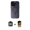 MARSİLYAN™- iPhone 14 Pro Max Kılıf Kozmos Çizgi Prime - Siyah Buffer Cam Ekran Koruyucu + PVD Metal Kamera Lens - TU