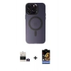MARSİLYAN™- iPhone 14 Pro Max Kılıf Kozmos Çizgi Prime - Siyah Buffer Hayalet Cam Ekran Koruyucu + Gold Bilvis Titan Kamera Lens