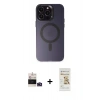 MARSİLYAN™- iPhone 14 Pro Max Kılıf Kozmos Çizgi Prime - Siyah Mat Seramik Nano Ekran Koruyucu + Bilvis Titan Kamera Lens - DNMR