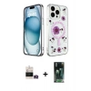 MARSİLYAN™- iPhone 14 Pro Max Kılıf Kozmos Doku - Şeffaf 360 Full Body Arka Koruyucu + Bilvis Titan Kamera Lens - GD