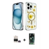 MARSİLYAN™- iPhone 14 Pro Max Kılıf Kozmos Doku - Şeffaf 360 Full Body Arka Koruyucu + Bilvis Titan Kamera Lens - GD
