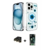 MARSİLYAN™- iPhone 14 Pro Max Kılıf Kozmos Doku - Şeffaf 360 Full Body Arka Koruyucu + Raze Metal Kamera Lens - GD