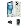 MARSİLYAN™- iPhone 14 Pro Max Kılıf Kozmos Doku - Şeffaf 360 Full Body Arka Koruyucu + Raze Metal Kamera Lens - GD