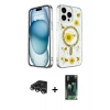 MARSİLYAN™- iPhone 14 Pro Max Kılıf Kozmos Doku - Şeffaf 360 Full Body Arka Koruyucu + Raze Metal Kamera Lens - GS