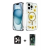 MARSİLYAN™- iPhone 14 Pro Max Kılıf Kozmos Doku - Şeffaf 360 Full Body Arka Koruyucu + PVD Metal Kamera Lens - TU