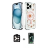 MARSİLYAN™- iPhone 14 Pro Max Kılıf Kozmos Doku - Şeffaf 360 Full Body Arka Koruyucu + PVD Metal Kamera Lens - TU