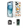MARSİLYAN™- iPhone 14 Pro Max Kılıf Kozmos Doku - Şeffaf 360 Full Body Arka Koruyucu + PVD Metal Kamera Lens - TU