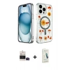 MARSİLYAN™- iPhone 14 Pro Max Kılıf Kozmos Doku - Şeffaf Pasifik Cam Ekran Koruyucu + Bilvis Titan Kamera Lens - SH