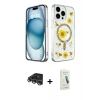 MARSİLYAN™- iPhone 14 Pro Max Kılıf Kozmos Doku - Şeffaf Pasifik Cam Ekran Koruyucu + Raze Metal Kamera Lens - GS