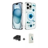 MARSİLYAN™- iPhone 14 Pro Max Kılıf Kozmos Doku - Şeffaf Pasifik Cam Ekran Koruyucu + Raze Metal Kamera Lens - GS