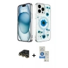 MARSİLYAN™- iPhone 14 Pro Max Kılıf Kozmos Doku - Şeffaf Royal Nano Ekran Koruyucu + Raze Metal Kamera Lens - GD