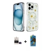 MARSİLYAN™- iPhone 14 Pro Max Kılıf Kozmos Doku - Siyah 18D Cam Ekran Koruyucu + Bilvis Titan Kamera Lens - SH