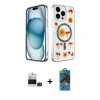 MARSİLYAN™- iPhone 14 Pro Max Kılıf Kozmos Doku - Siyah 18D Cam Ekran Koruyucu + Bilvis Titan Kamera Lens - DNMR
