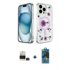 MARSİLYAN™- iPhone 14 Pro Max Kılıf Kozmos Doku - Siyah 18D Cam Ekran Koruyucu + Bilvis Titan Kamera Lens - DNMR