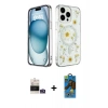 MARSİLYAN™- iPhone 14 Pro Max Kılıf Kozmos Doku - Siyah 18D Cam Ekran Koruyucu + Bilvis Titan Kamera Lens - GS