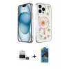 MARSİLYAN™- iPhone 14 Pro Max Kılıf Kozmos Doku - Siyah 18D Cam Ekran Koruyucu + Bilvis Titan Kamera Lens - GS