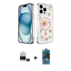 MARSİLYAN™- iPhone 14 Pro Max Kılıf Kozmos Doku - Siyah 18D Cam Ekran Koruyucu + Bilvis Titan Kamera Lens - DNMR