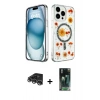 MARSİLYAN™- iPhone 14 Pro Max Kılıf Kozmos Doku - Siyah 360 Mat Full Body Arka Koruyucu + Raze Metal Kamera Lens - GS