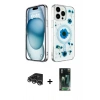 MARSİLYAN™- iPhone 14 Pro Max Kılıf Kozmos Doku - Siyah 360 Mat Full Body Arka Koruyucu + Raze Metal Kamera Lens - GS