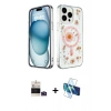 MARSİLYAN™- iPhone 14 Pro Max Kılıf Kozmos Doku - Siyah 3D Antistatik Cam Ekran Koruyucu + Bilvis Titan Kamera Lens - DNMR