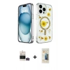 MARSİLYAN™- iPhone 14 Pro Max Kılıf Kozmos Doku - Siyah 6D Mat Seramik Hayalet Nano Ekran Koruyucu + Gold Bilvis Titan Kamera Lens